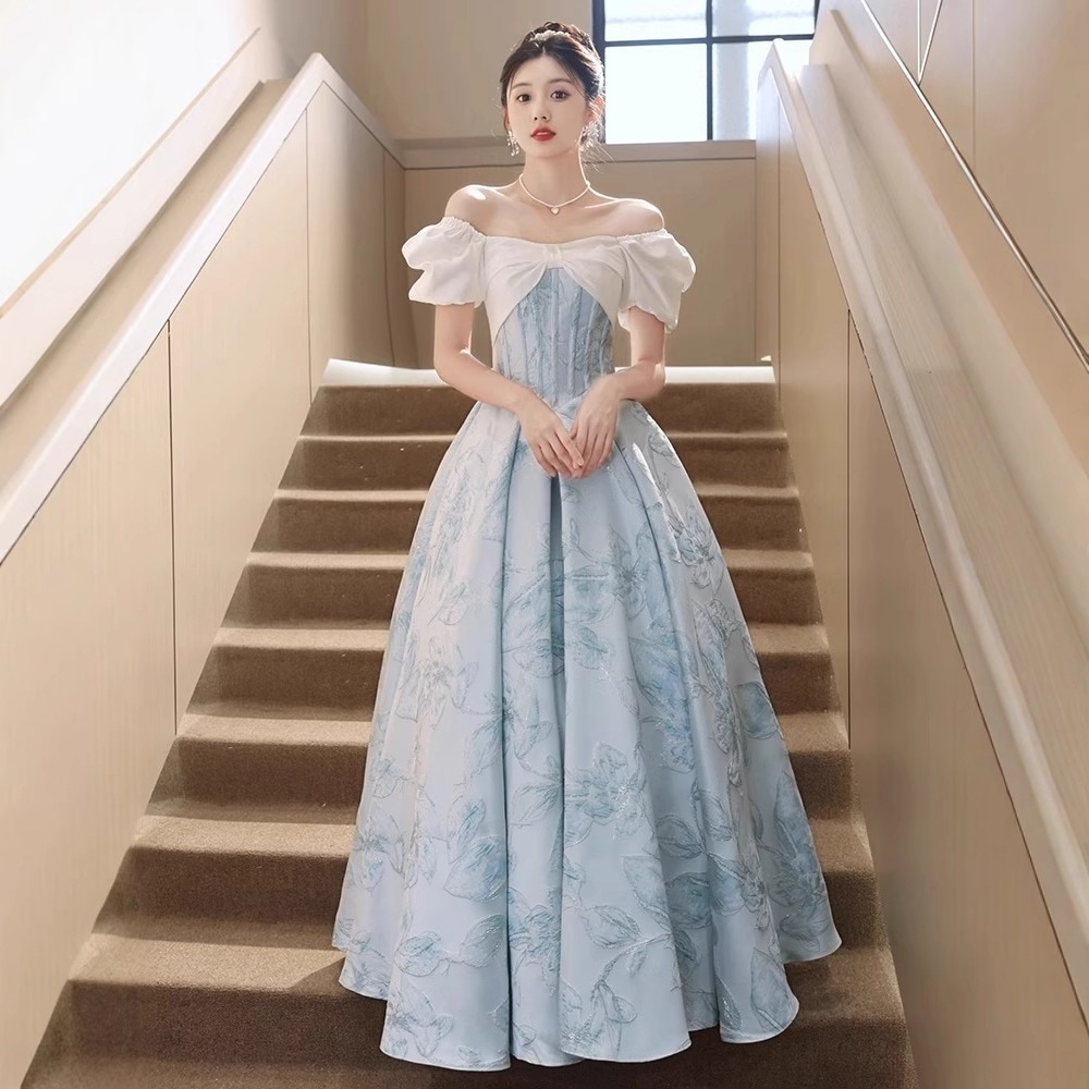 【送.料.無.料.急速発送】ブルーのレトロスカート仙スカートドレス 演奏会 ウェディング 発表会 成人式 二次会 お呼ばれ 6,897円