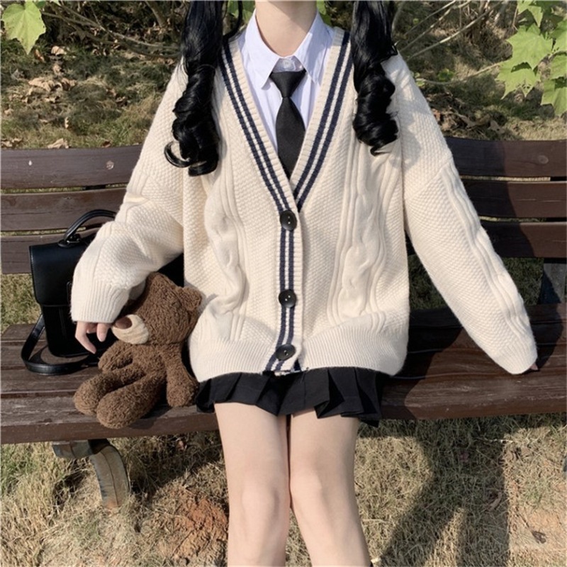 Qoo10] スクールカーディガン 制服 Vネック カ : レディース服