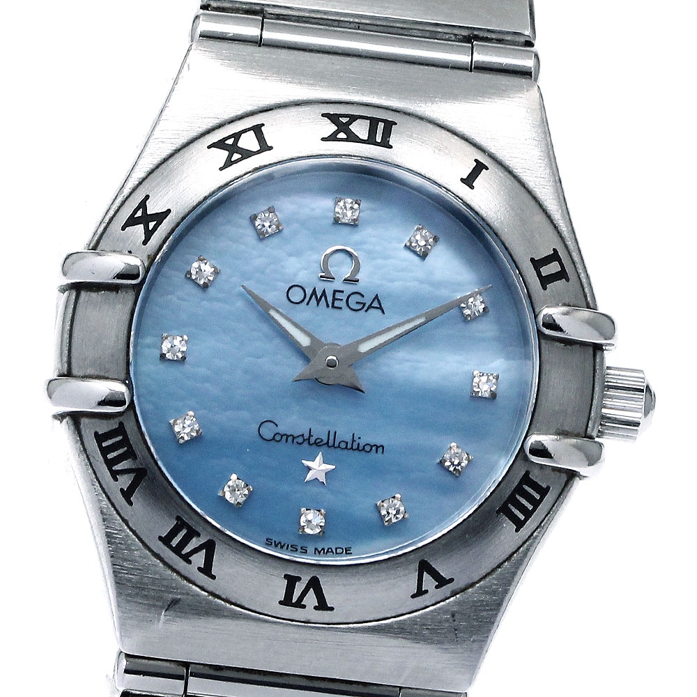 オメガ OMEGA 1562.85 コンステレーション ミニ 12Pダイヤ ブルーシェル文字盤 クォーツ レディース _870155【中古】