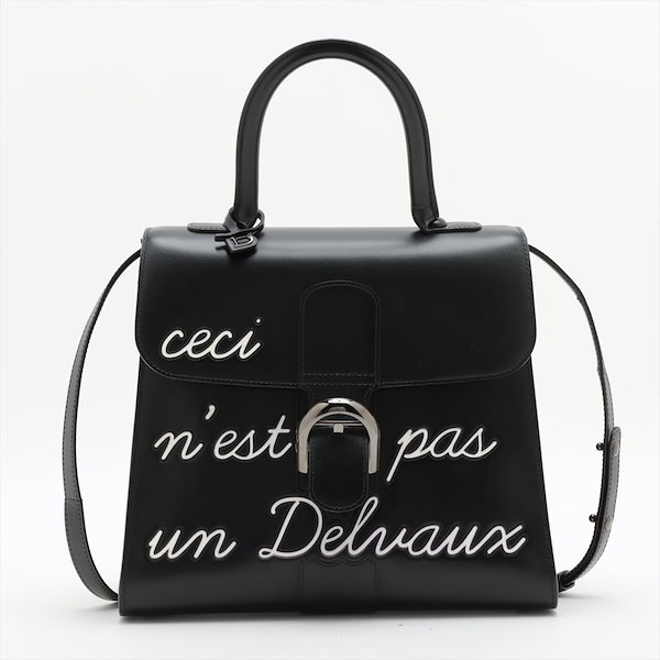 極美品 ブリヨン Delvaux デルヴォー ルーモア MM レザー 2WAY ハンドバッグ 斜め掛け トート トップハンドル ショルダー 本革  ブラック 黒 レディース MMM AS16-10 中