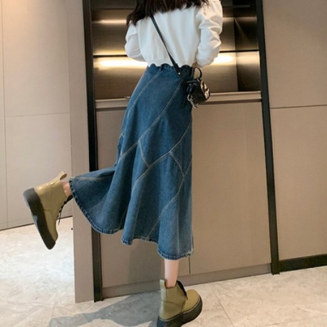 デニムミモレ丈スカート ボトム スカート ミモレ丈 デニム 大人スタイル かわいい 大人可愛い きれいめ シンプル 大人 上品 おしゃれ かっこいい 大人可愛い 大人女子 こなれ感 キュート 爽やか