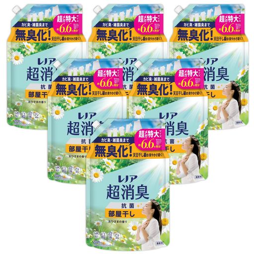 レノア 超消臭 抗菌 柔軟剤 部屋干し おひさまの香り 詰め替え 2020mL×6袋 [大容量] [ケース品]