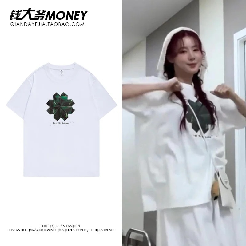 【急速出荷!2枚購入で300円 OFF!】趙美燕半袖tシャツレディース夏白綿ラウンドネックトップスtシャツ2枚購入でカード1パスケース