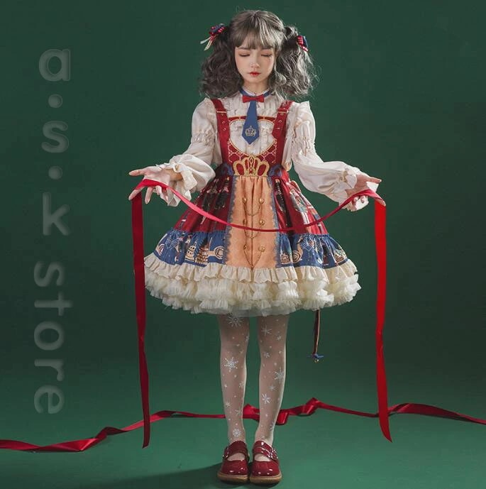 ロリータ ワンピース ゴージャス 膝丈 ノースリーブ ロリータ服 可愛い キャミソール ロリータブラウス 長袖ブラウス パーフ袖 森ガール系 ブラウス サロペットワンピース 萌え オリジナル 新作 ロ