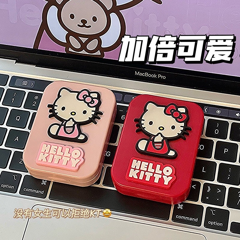 【10点セット】韓国INS大人気 超激安【2点セット】コンタクトケース ピンセット付キティーコンタクトレンズ 収納ケース レンズケースカラコンマイメロ クロミちゃんキティちゃん 収納ケー