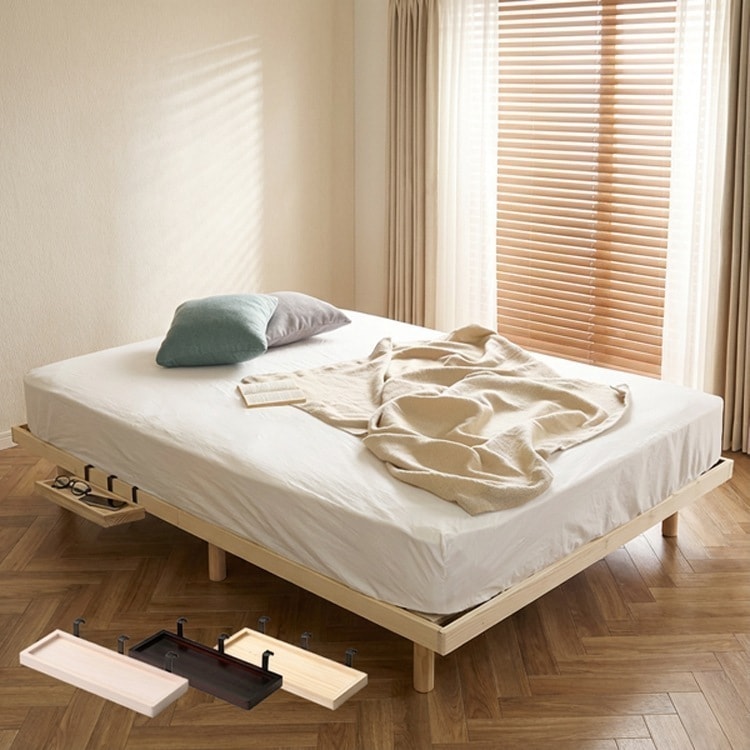 天然木 木製 家具 インテリア ベッド 脚付きすのこベッド ダブル 湿気 パイン材 木製ベッド 3段階調整 簡易宮
