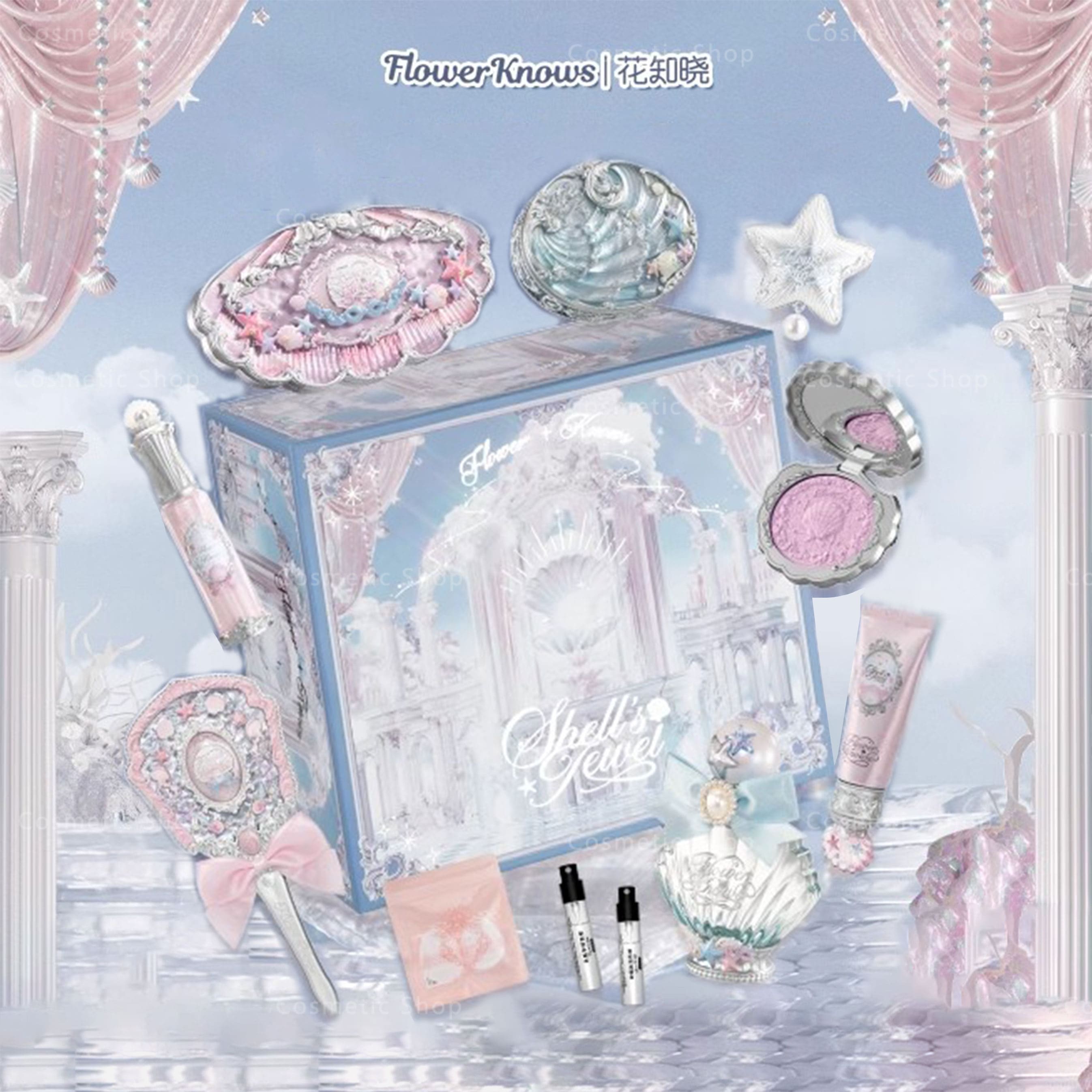 【新作登場】貝殻シェルパールシリーズ/コスメセット ボックスコスメセット 福袋 含みリップ /アイシャドー/チーク/パウダー /香水 /ハイライト/ヘアピン/下地/ 化粧鏡 ギフト コスメ福袋 化粧箱