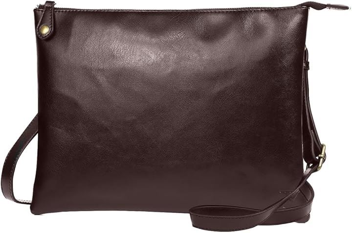 手ぶら以上 ショルダーバッグ 未満なら サコッシュ メンズ 薄型 A4 皮 革 軽量 uy27(02.ブラウン)