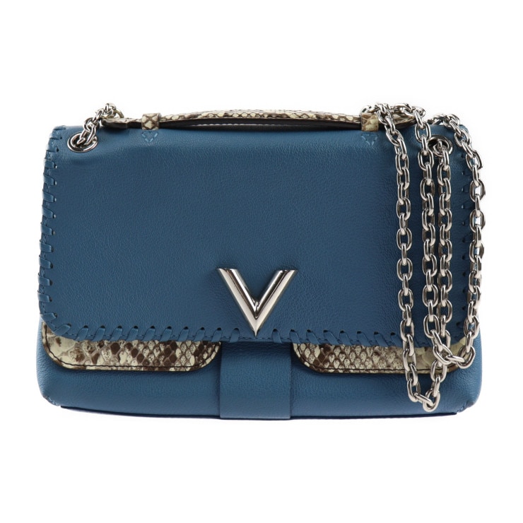 美品 LOUIS VUITTON ルイ ヴィトン ショルダーバッグ N93433 ヴェリー チェーン バッグ レザー パイソン ブルー ベージュ 2WAY ハンドバッグ エキゾチックレザー 本物保証