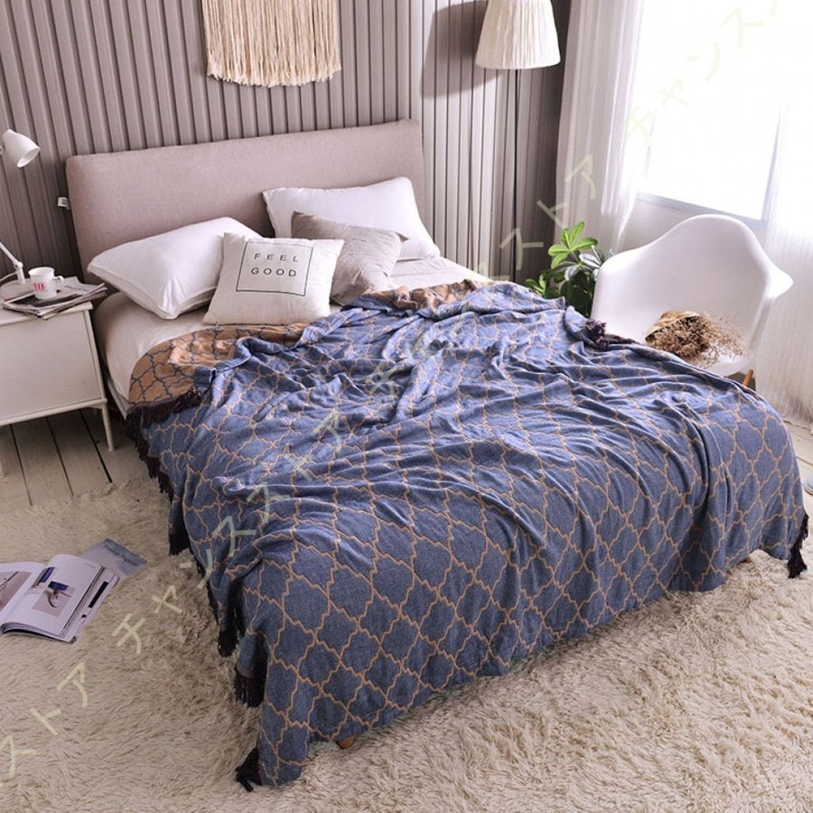 タオルケット ガーゼケット シングル ダブル 綿100% 肌掛け キルトケット 冷房対応 フリンジ