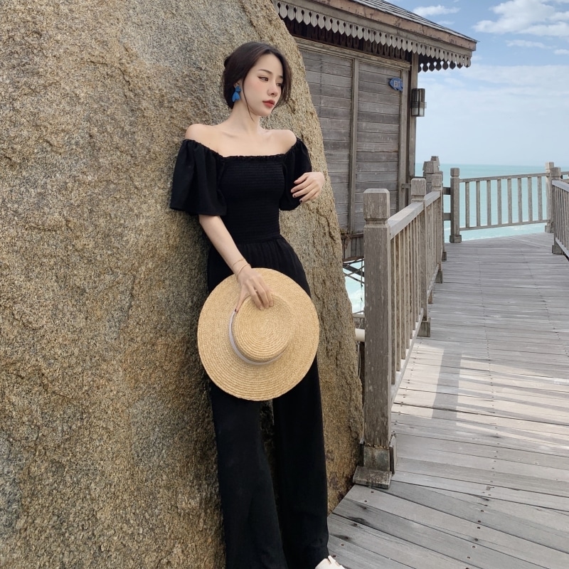 ワンショルダーチューブトップ スリムジャンプスーツ パンツ オールインワン スーツ ロング ロング丈