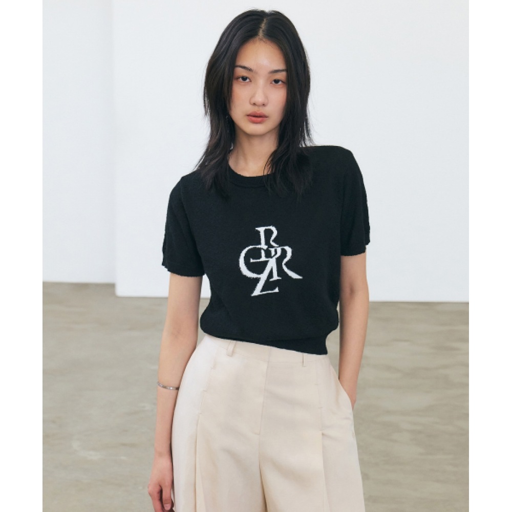 シティブリーズブックルシンボルロゴ半袖ニット_ブラック