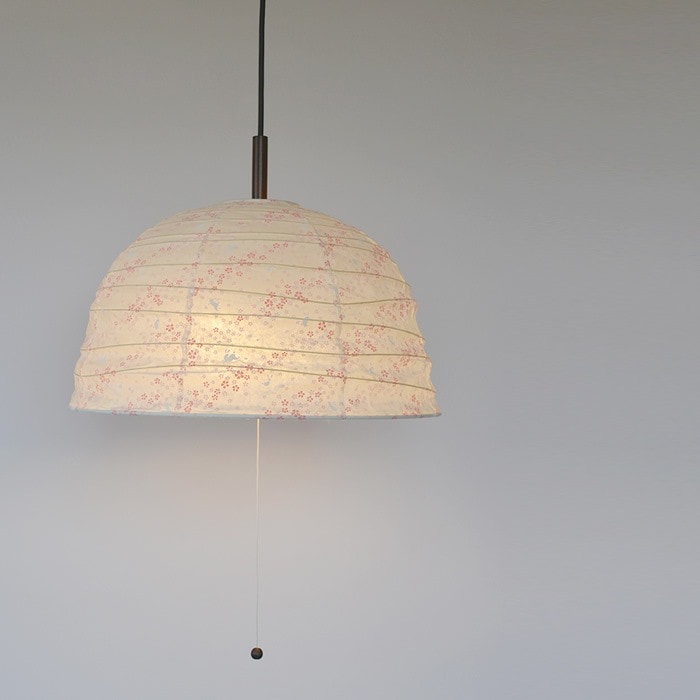 彩光デザイン 日本製和紙照明 和風照明2灯ペンダントライト テント PDN-45-tent 花うさぎピンク 6畳 電球別売 SAIKO