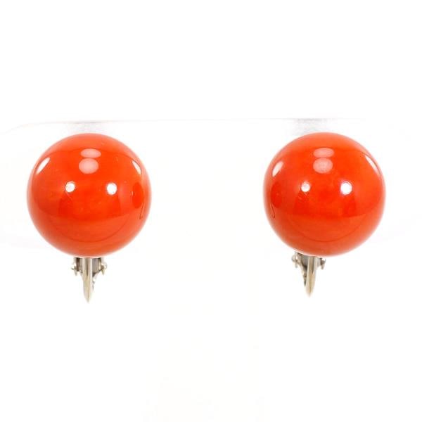 K14 14金 WG ホワイトゴールド イヤリング サンゴ 総重量約5.8g ジュエリー 中古