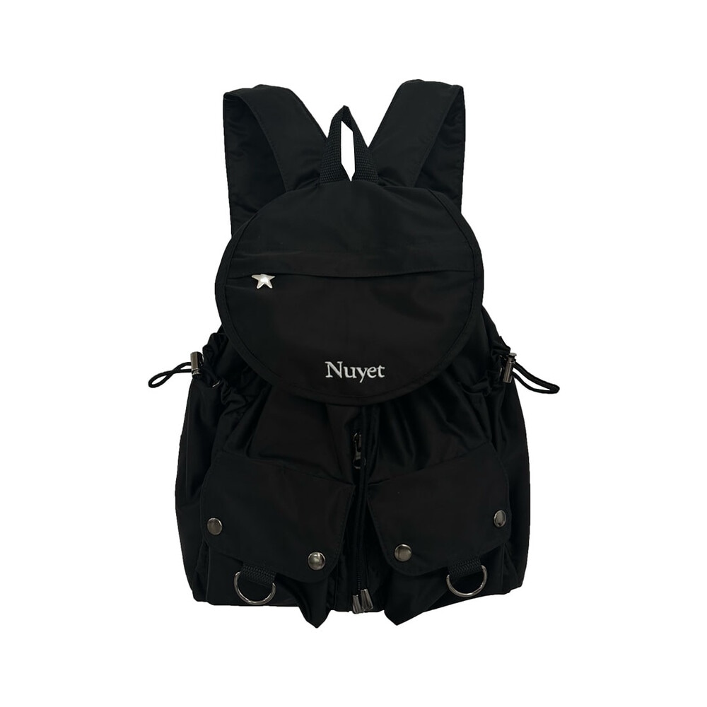 【NUYET】 BLACK ROUND POCKET BACKPACK