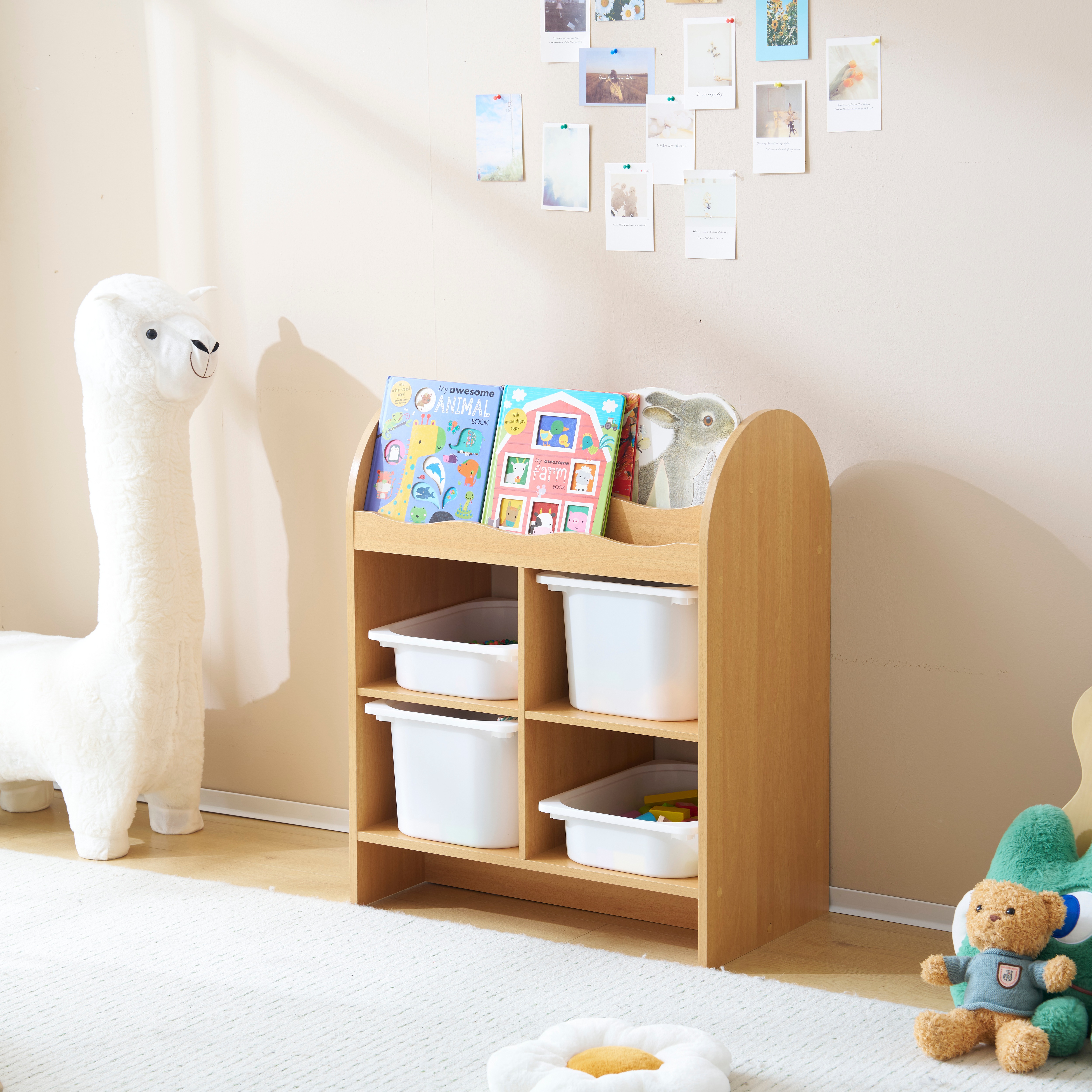 【人気モデルアップグレード】おもちゃ収納ラック 子ども用家具 木製 収納ケース ワイドタイプ 大容量 組立カンタン 絵本棚 絵本ラック こども コンパクト 大容量 おしゃれ 入学 入園 新生活 出産