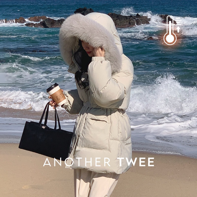 [tjp0125] 韓国ファッションフォックスフードダックダウンハーフジャンパー