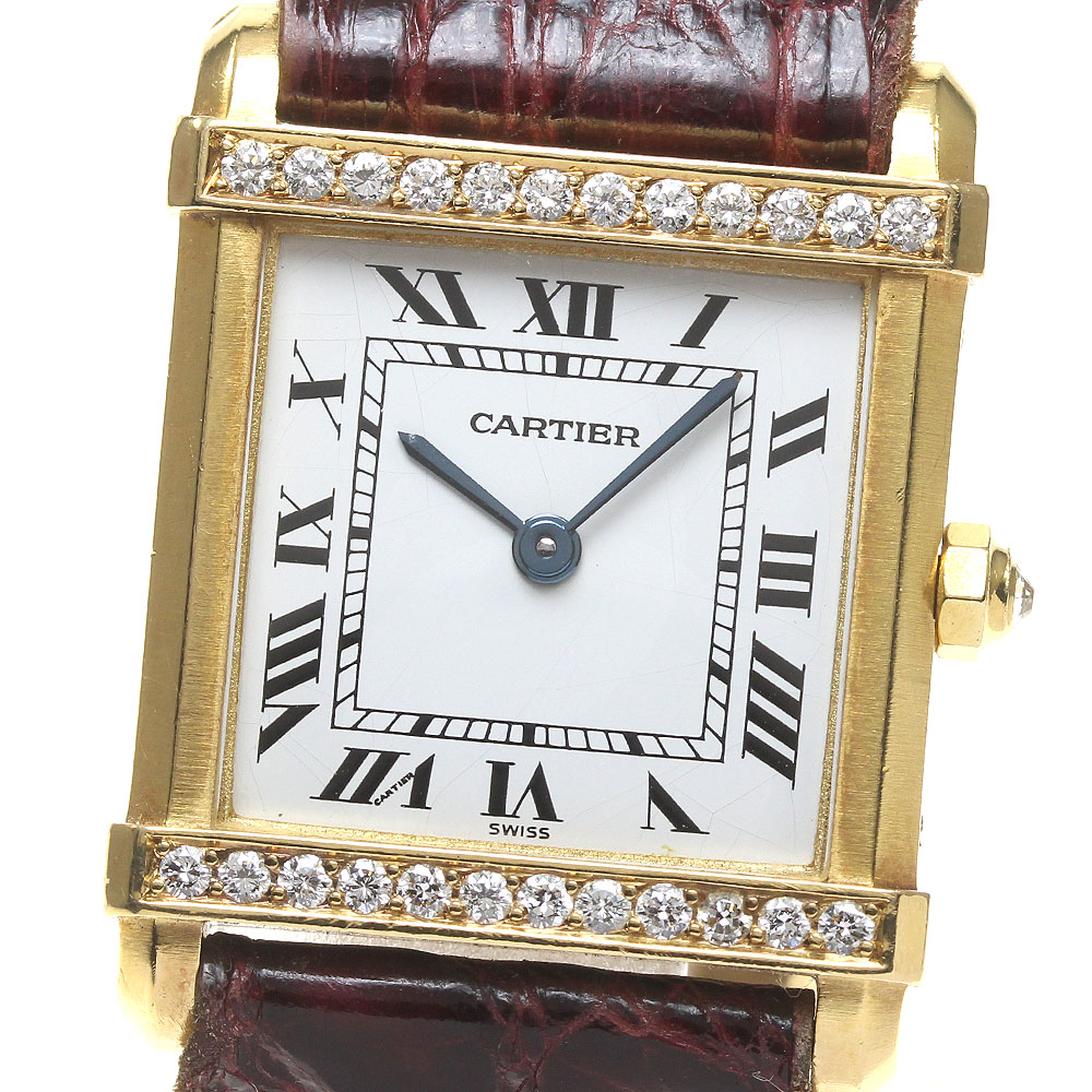 カルティエ CARTIER タンクシノワーズ K18YG ダイヤ クォーツ レディース _820862【中古】