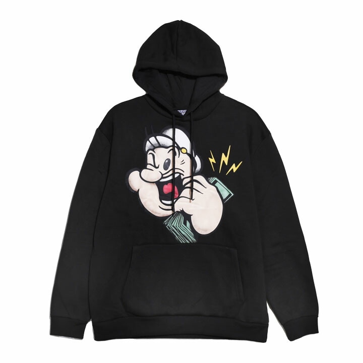 REASON × ポパイ パーカー ブランド スケボー フーディ 長袖 スウェット 裏起毛 メンズ レディース 春秋冬用 黒 大きいサイズ Popeye 限定 REASON