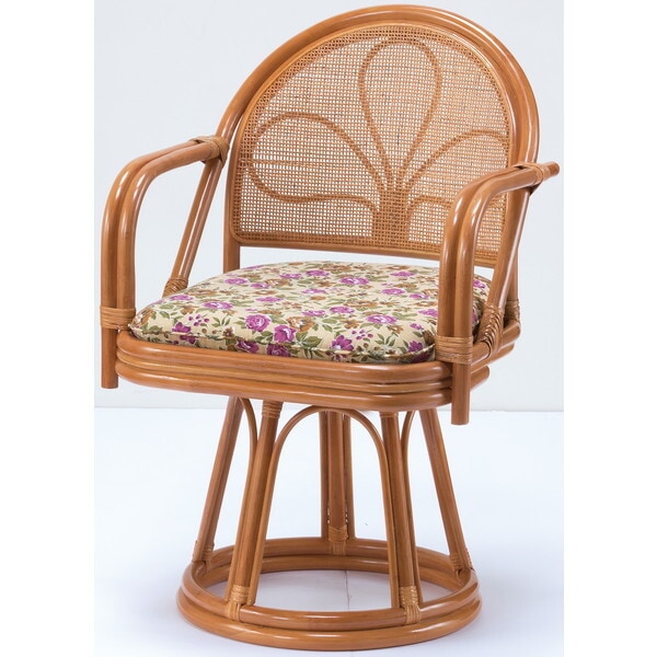 ファミリー・ライフ 天然籐肘付き回転チェア ハイタイプ(04165) メーカー直送