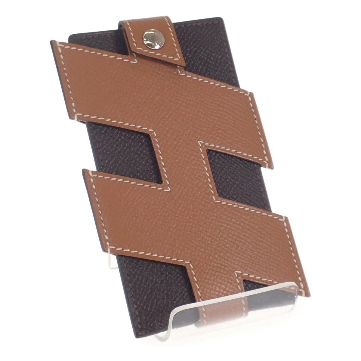 【Sランク】 Hタグ カードケース H082056CKAB ヴォーエプソン レザー ゴールド エベンヌ Y刻印 パスケース