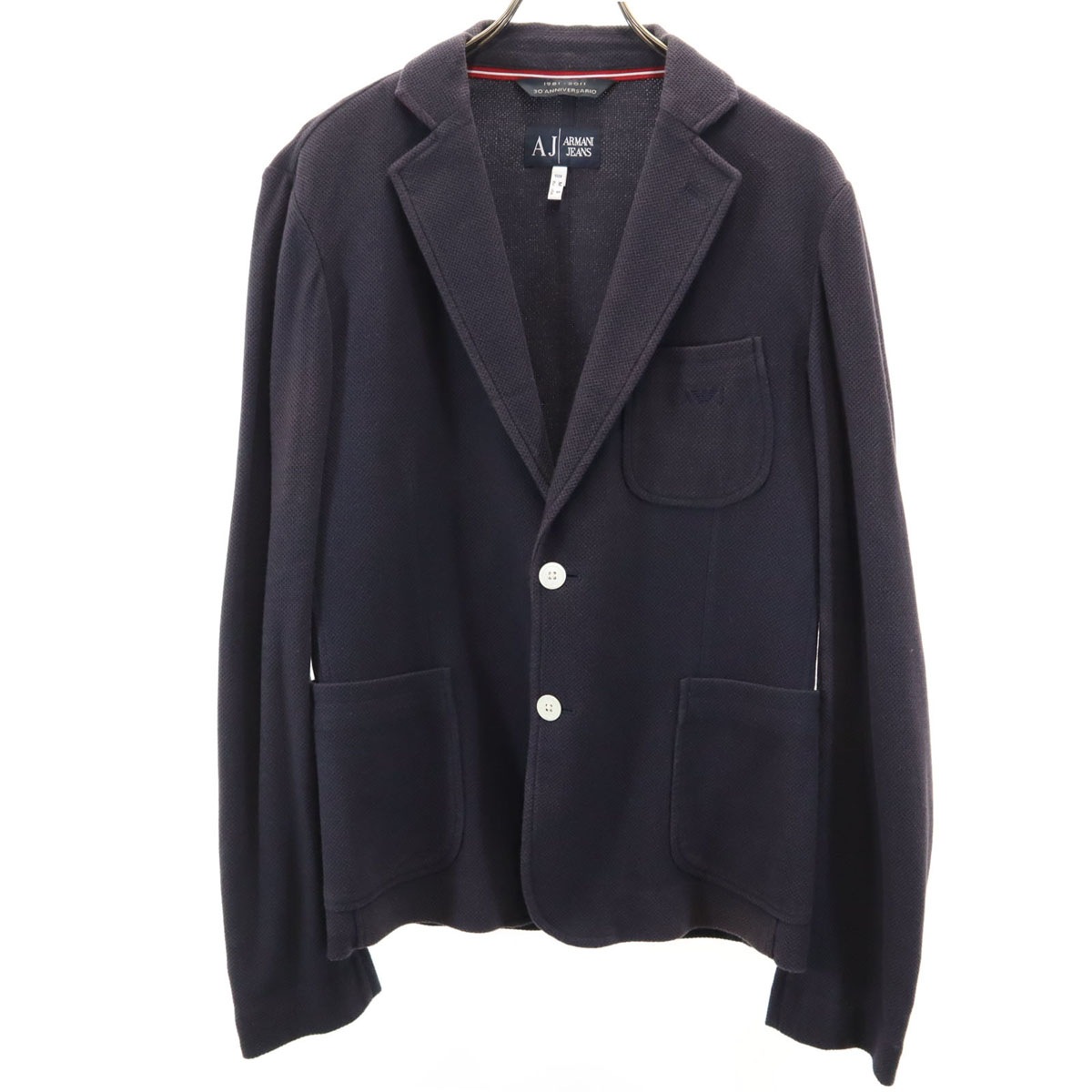 ARMANI JEANS アルマーニジーンズ 30周年記念 テーラードジャケット M ネイビー メンズ 古着 6,381円