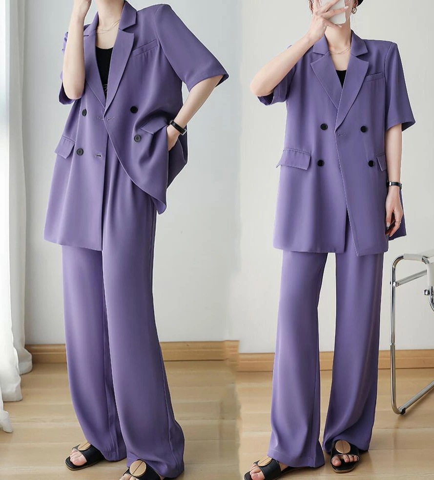 パンツスーツ 可愛い カジュアルスーツ レディース 2点セット ジャケット+パンツ セットアップ 夏服 体型カバー 短袖 スーツ キャリア 通勤 就活 リクルートスーツ ビジネススーツ フォーマル サ