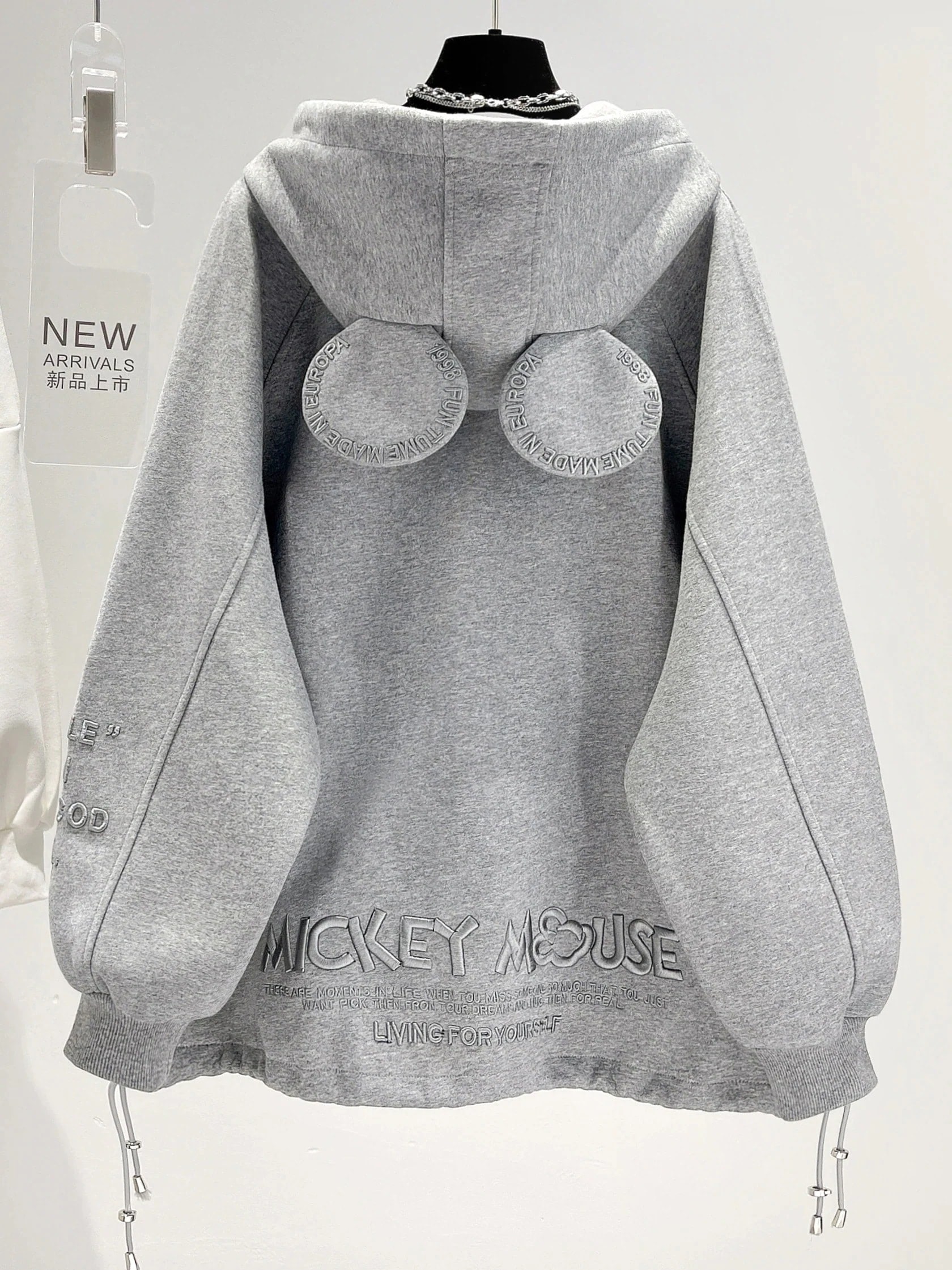 フリース スウェット カーディガン 新作 刺繍 ミッキーの耳 フード付き ゆったり 万能 厚手 コート レディース長袖ミッキー ニット30パーセント割引