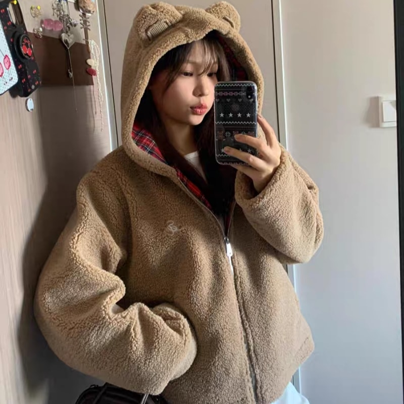 パーカー 可愛い【ふわふわベアちゃん】 フーディー 長袖 フード付