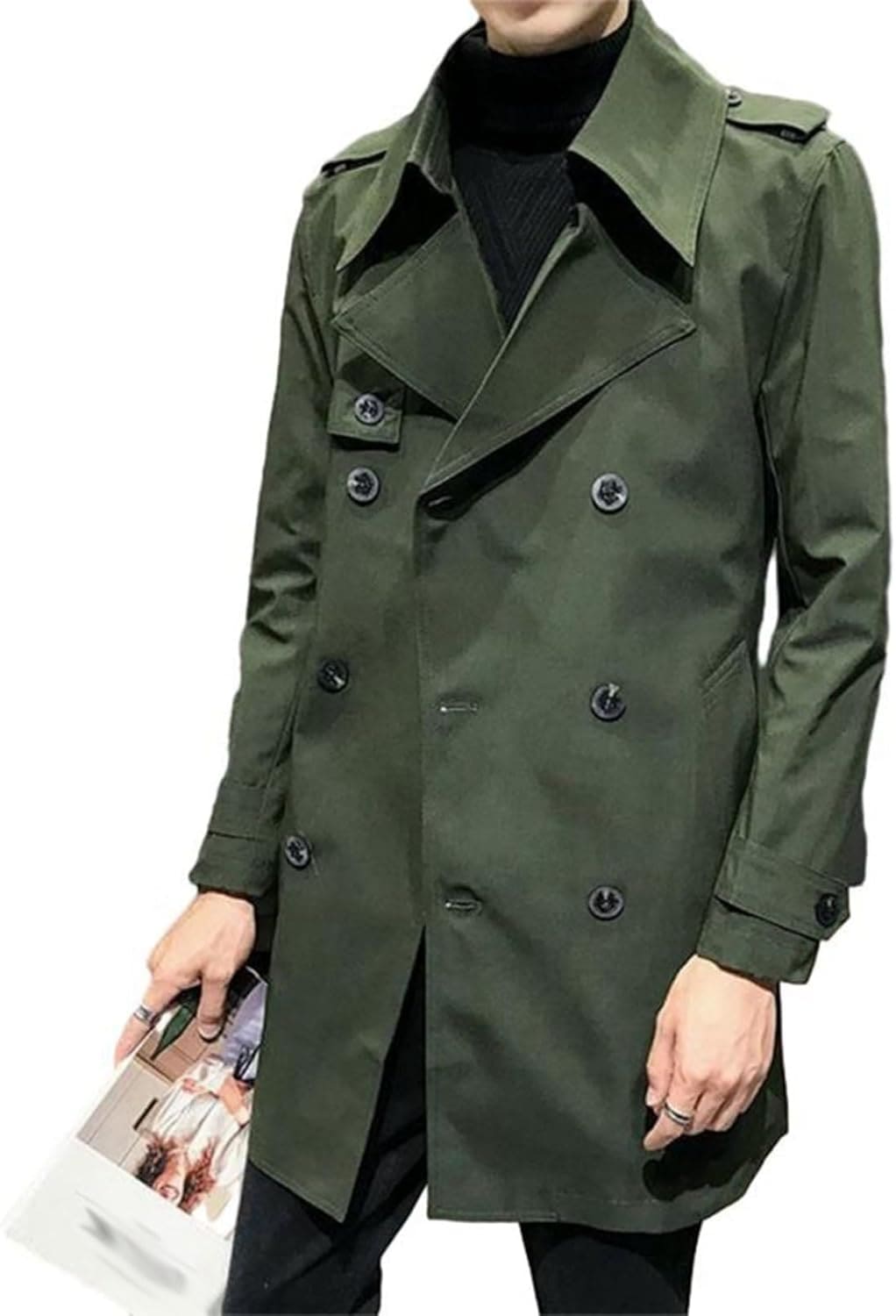 スプリングコート メンズ 春秋 ダブルブレスト テーラードカラー トレンチコート ハーフ丈 防風 カジュアル アウター ビジネス 通勤 ジャケット 薄手 大きいサイズ お洒落 メンズ トップス