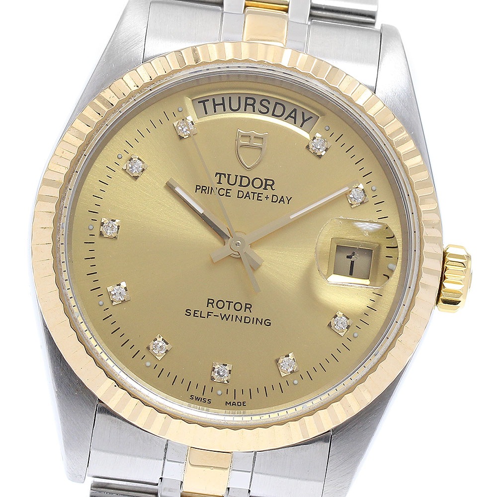 チュードル TUDOR 76213 プリンス デイトデイ YGコンビ 10Pダイヤ 自動巻き メンズ _890105【中古】