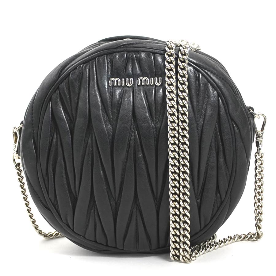 ミュウミュウ MIUMIU ショルダーバッグ レザー ブラック レディース r10316a