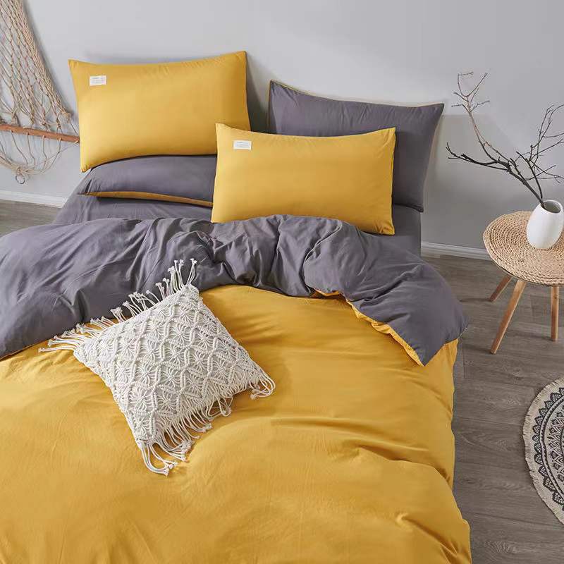 布団カバー 4点セット 布団カバーセット ダブル ふとんカバー 掛け布団カバー シーツカバー 枕カバー 寝具カバーセット 和式 洋式 洗いざらしの綿 肌に優しい 防臭 抗菌 柔らかい 寝心地が良い 洗