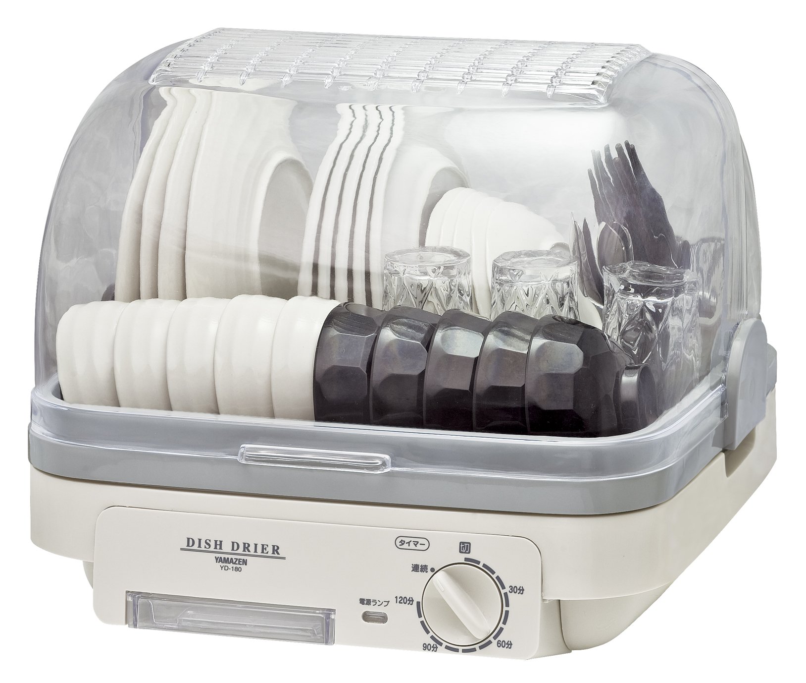 食器乾燥器 大容量 (5人分) 120分 タイマー付き ライトグレー (自然対流式) (抗菌/防カビ) 小型 工事不要 YD-180(LH)
