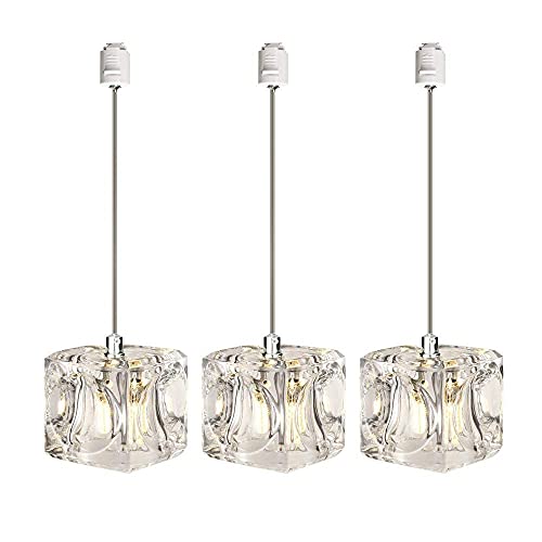 ガラスペンダントライト キューブ 氷塊デザイン 工事不要 3灯セット LED G4 天井照明 インテリア アンティーク おしゃれ モダン 北欧 レトロ シンプル ダイニング ナチュラル 可愛い