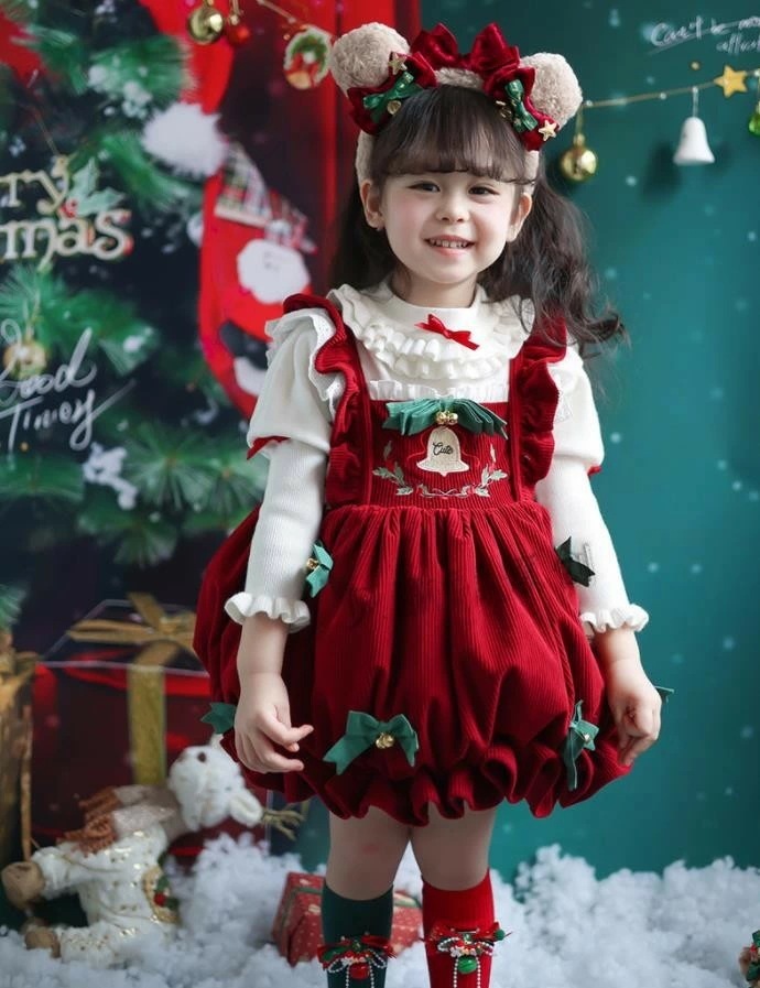 176【新作登場 最安値】90-140cm サンタ コスプレ女の子 キッズ 子供 ドレス ロリータのドレス メイド服 吊りスカートコスチューム 学園祭 衣装 仮装 ハロウィン クリスマス 写真