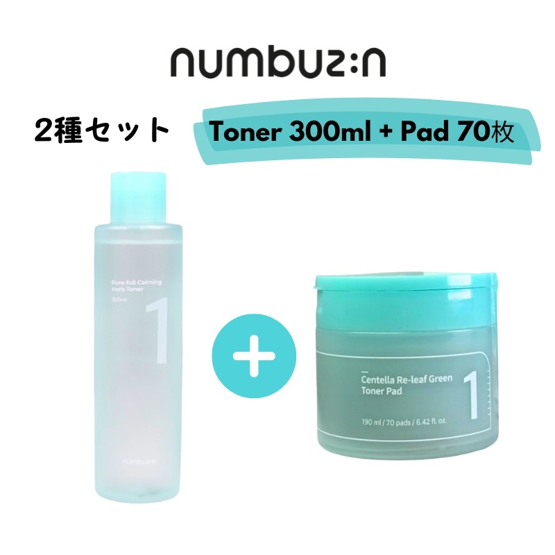 1番 薬草たっぷり93％鎮静トナー, 300ml + 1番 シカ丸ごと水分鎮静パッド, 70枚 1+1