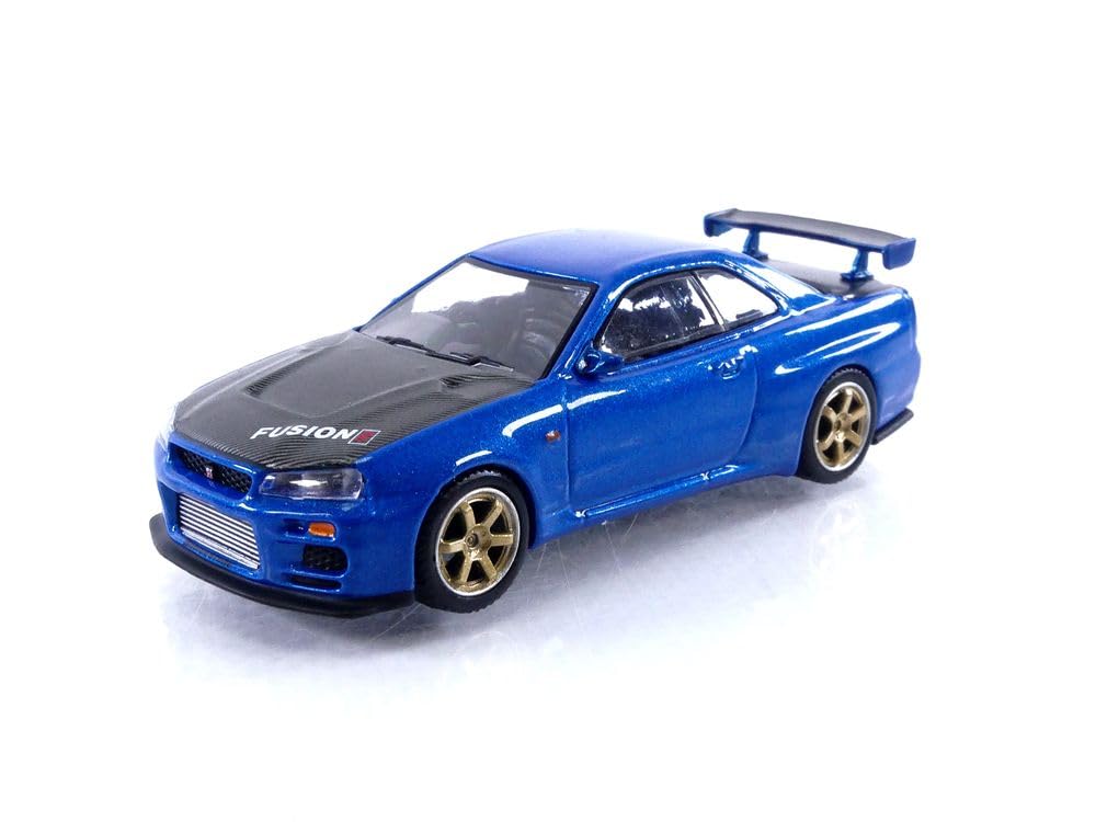 TrueScale Miniatures MINI GT 1/64 ニッサン スカイライン GT-R R34 Top Secret ベイサイドブルー (右ハンドル) 完成品