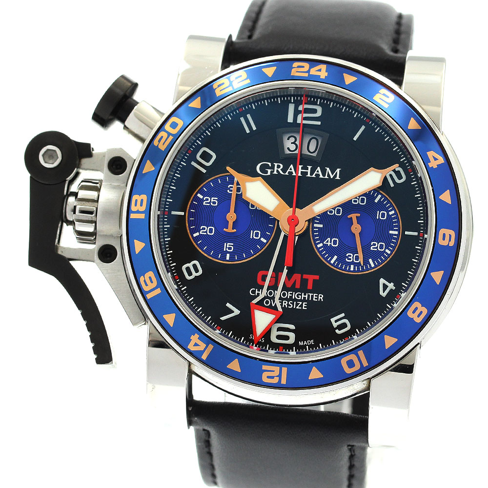 グラハム GRAHAM 2OVGS.B26A クロノファイター オーバーサイズ GMT デイト 自動巻き メンズ 保証書付き_903648【中古】