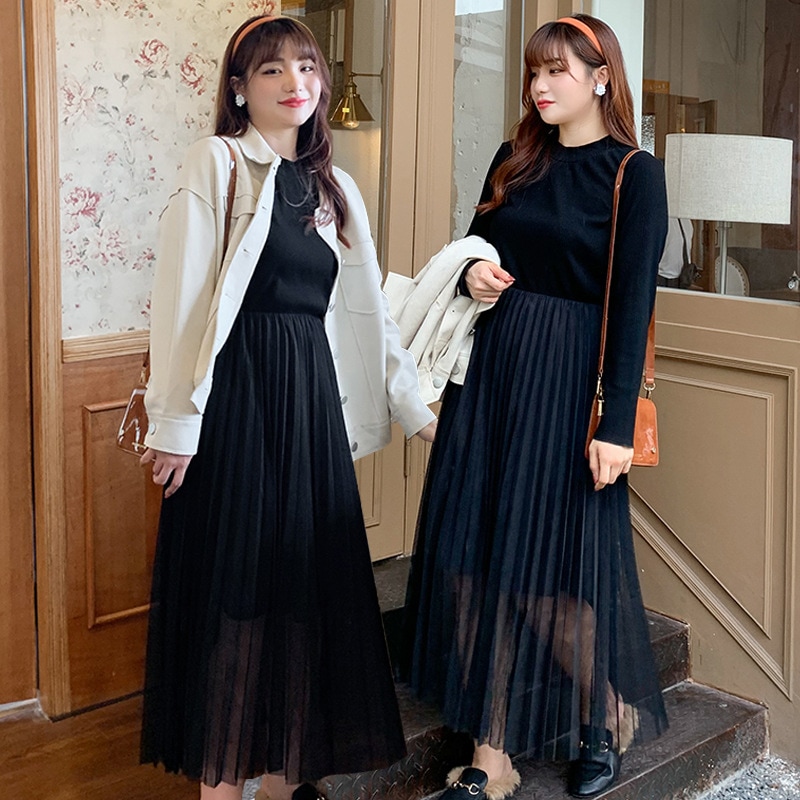 6L 4L 韓国ファッション ワンピース 秋冬 大きいサイズ マタニティ 体型カバー ゆったり 通勤 着痩せ 30代 40代 50代 60代大きいサイズの秋の婦人服の新商品百着ボトムスしわ超仙気ワン