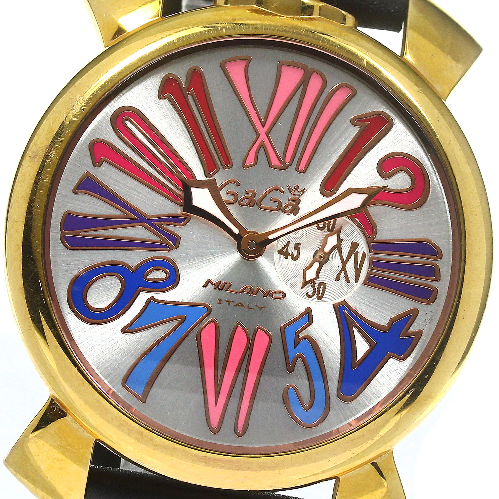 【初売り】 マヌアーレ 5081.1 MILANO GaGa ガガミラノガガミラノ スリム46 保証書付き_780351【中古】 メンズ クォーツ スモールセコンド その他 ブランド腕時計