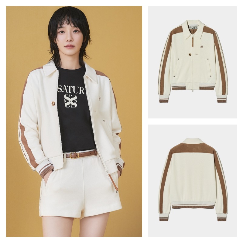 【SATUR】 (W) LAWTON COLLAR TRACK ZIP-UP JACKET : RESORT CREAM