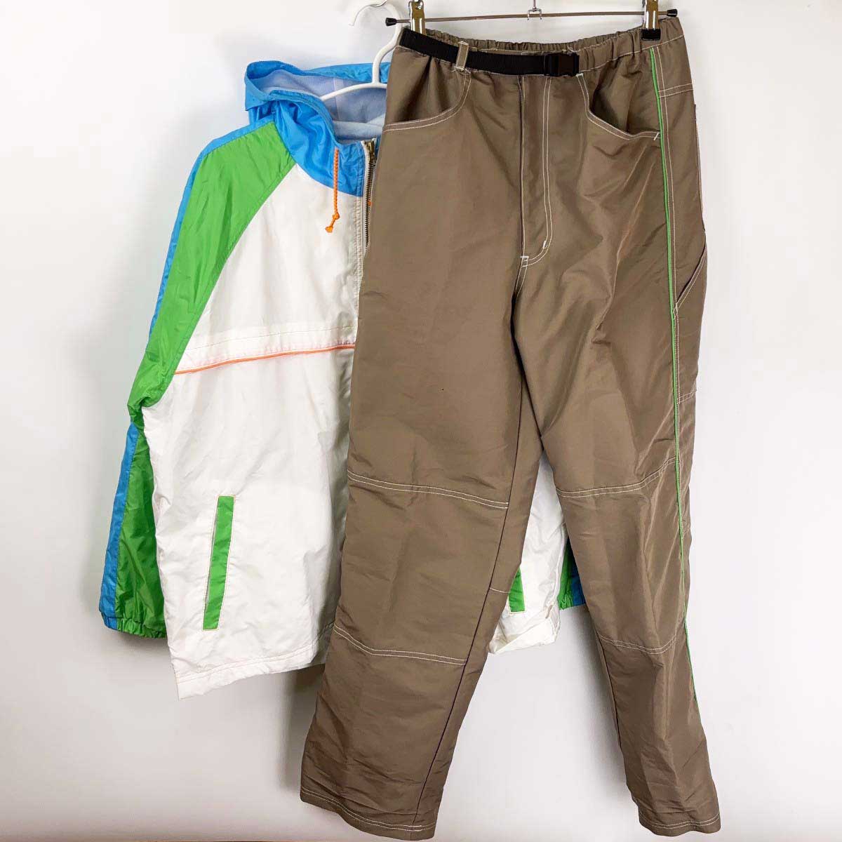 【中古】[上下セット] 競艇 フレッシュリーグ 実使用 レーシングスーツ ユニフォーム ルーキーシリーズ サイズF(上) / M(下) ウインドブレーカー ミズノ製 ボートレース