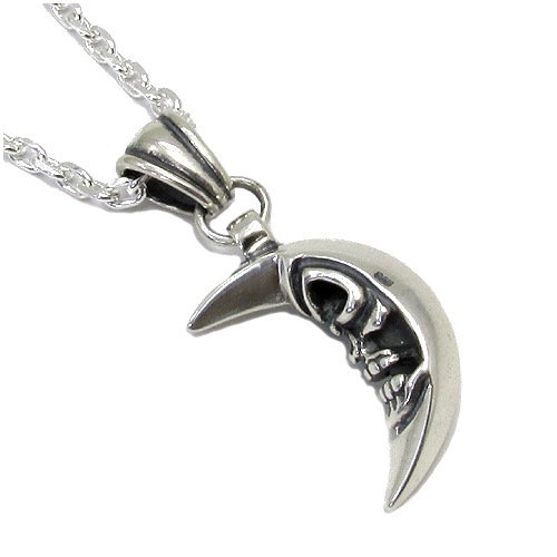 スカルムーン シルバーペンダントトップ ペンダントヘッド(チェーンなし) メンズ ネックレス