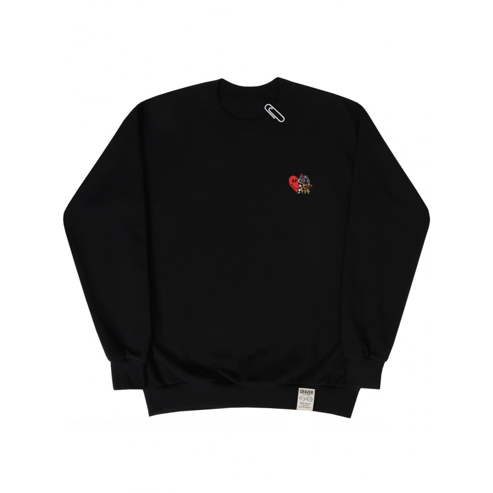 GRAVER刺繍ハートレオパードマンツーマン4color