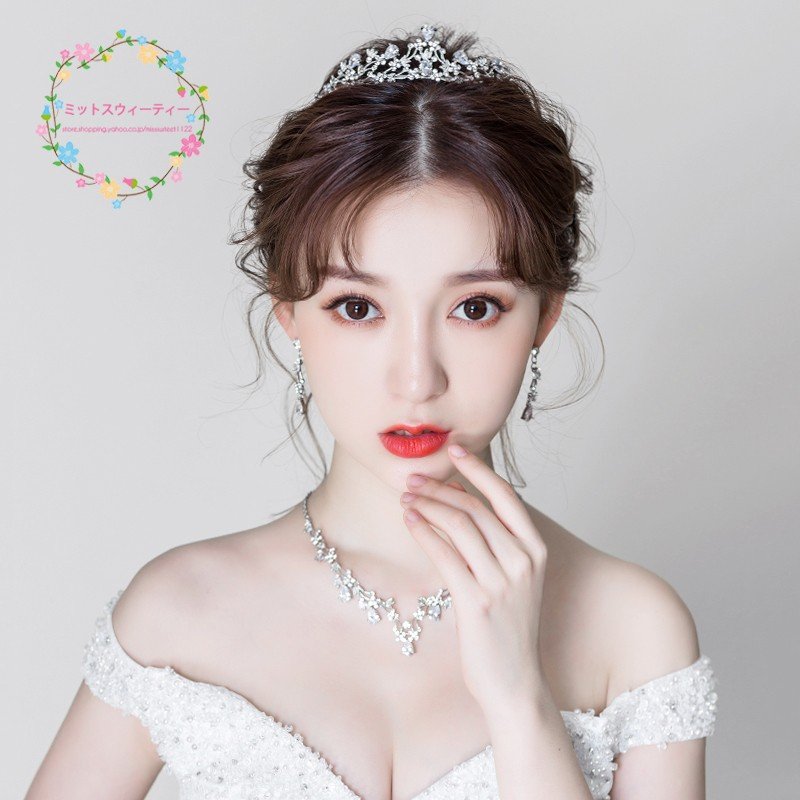ウェディング ヘッドドレス 安い ティアラ ネックレス ピアス/イヤリング 結婚式 髪飾り 花嫁 パ