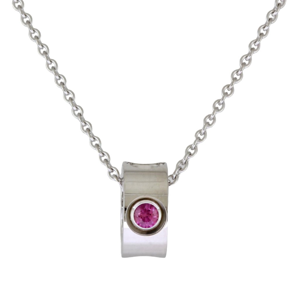 ルイヴィトン パンダンティフ アンプラント ネックレス 18金 K18ホワイトゴールド ピンクサファイア LOUIS VUITTON 中古 美品