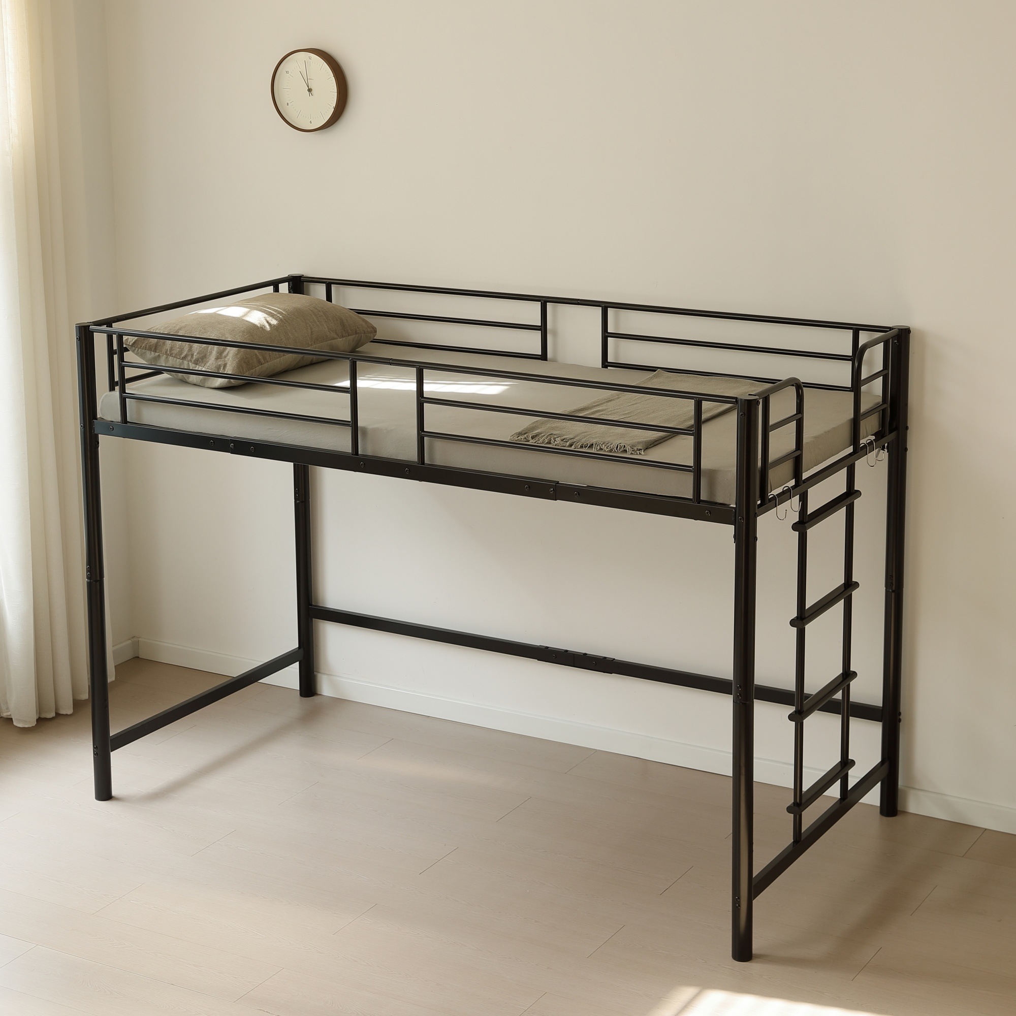 国内発送-送.料.無.料新品84【高さ140cm】ロフトベッド パイプベッド シングル 耐荷重150kg システムベッド ロータイプ ミドルタイプ 収納 大人 一人暮らし スチール
