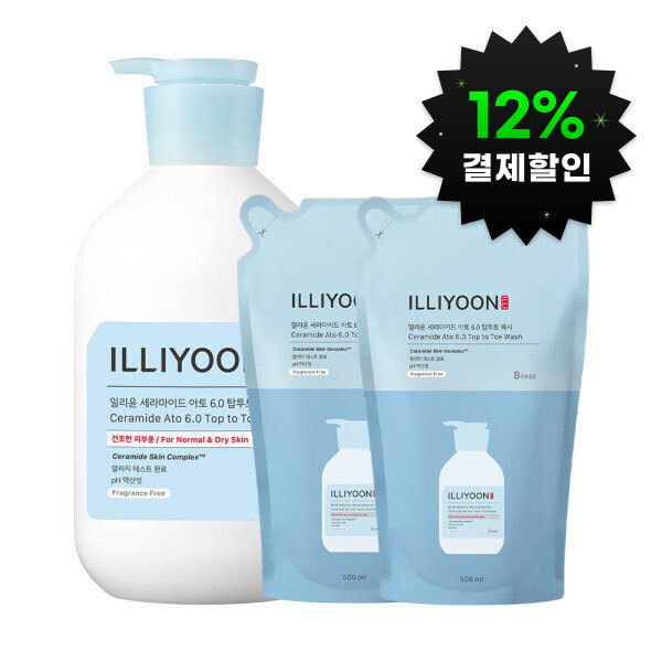 イリユン セラミドアト6.0トップツートウォッシュ 1000ml+リフィル 500ml 2個 + セラミドアトスージングジェル 30ML (贈呈品なくなり次第贈呈終了)