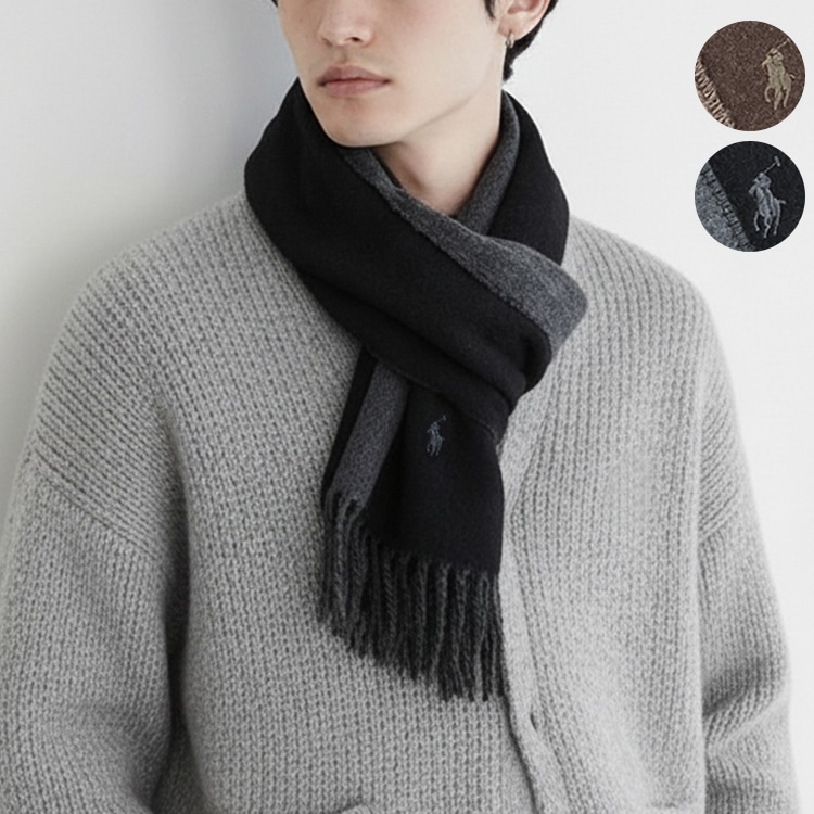 マフラー メンズ レディース リバーシブル 無地 冬 プレゼント ストール ウール ポロ ポロラルフローレン クリスマス バレンタイン ギフト 男性 女性 Scarf PC0455 [M便 1/1]